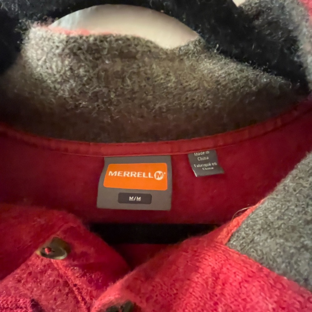 Merrell Red Pullover Button Collared Wool Blend S… - image 3